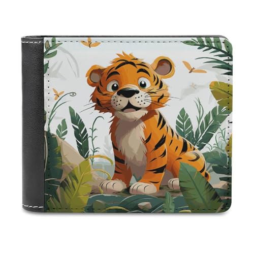 LHOKDR Tragbarer Kartenhalter, Cartoon-Tigerdruck, multifunktionale Geldbörse, einfache Reisebrieftasche, Unisex, schwarz, Einheitsgröße, modern, Schwarz , Einheitsgröße, Zeitgenössisch von LHOKDR