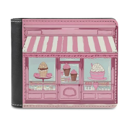 LHOKDR Tragbarer Kartenhalter, Geldbörse, Eiscreme-Aufbewahrung, Rosa, bedruckt, multifunktional, einfache Reisebrieftasche, Unisex, schwarz, Einheitsgröße, modern, Schwarz , Einheitsgröße, von LHOKDR