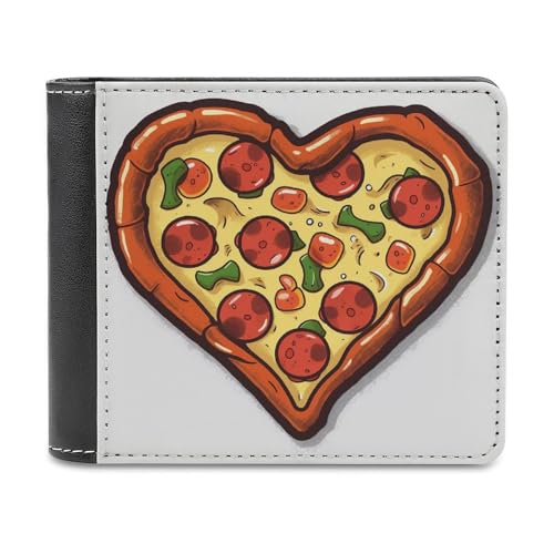 LHOKDR Tragbarer Kartenhalter, Geldbörse, "I Love Pizza", Herzmotiv, bedruckt, multifunktional, einfache Reisebrieftasche, Unisex, schwarz, Einheitsgröße, modern, Schwarz , Einheitsgröße, von LHOKDR