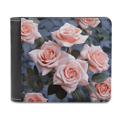 LHOKDR Tragbarer Kartenhalter, Geldbörse, Rosenblumen, bedruckt, multifunktional, einfache Reisebrieftasche, Unisex, schwarz, Einheitsgröße, modern, Schwarz , Einheitsgröße, Zeitgenössisch von LHOKDR