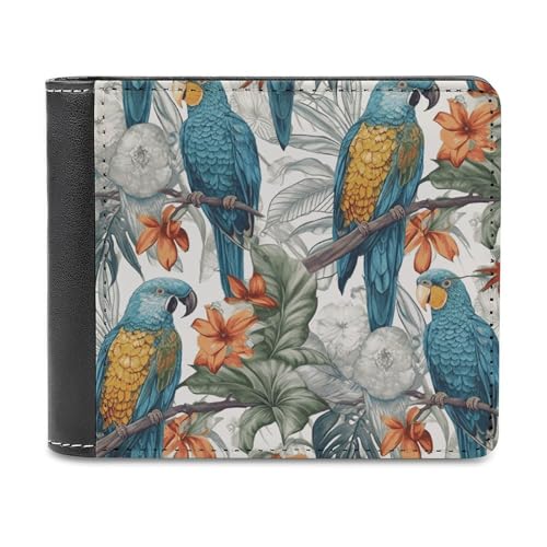 LHOKDR Tragbarer Kartenhalter, Papageien auf Ästen, bedruckt, multifunktionale Geldbörse, einfache Reisebrieftasche, Unisex, schwarz, Einheitsgröße, modern, Schwarz , Einheitsgröße, Zeitgenössisch von LHOKDR