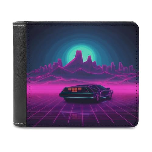 LHOKDR Tragbarer Kartenhalter, Retrowave-Bilder, bedruckt, multifunktionale Geldbörse, einfache Reisebrieftasche, Unisex, schwarz, Einheitsgröße, modern, Schwarz , Einheitsgröße, Zeitgenössisch von LHOKDR