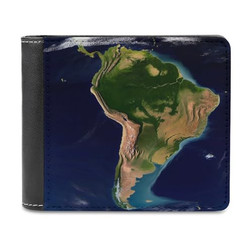 LHOKDR Tragbarer Kartenhalter, Südamerika, Satellitenbild, bedruckt, multifunktionale Geldbörse, einfache Reisebrieftasche, Unisex, schwarz, Einheitsgröße, modern, Schwarz , Einheitsgröße, von LHOKDR