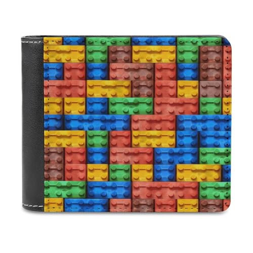 LHOKDR Tragbarer Kartenhalter, buntes Ziegelmuster, multifunktionale Geldbörse, einfache Reisebrieftasche, Unisex, schwarz, Einheitsgröße, modern, Schwarz , Einheitsgröße, Zeitgenössisch von LHOKDR