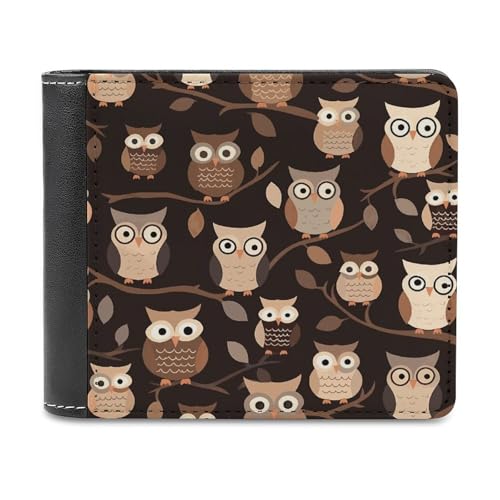 LHOKDR Tragbarer Kartenhalter, niedlich, braun, Cartoon-Eulen, bedruckt, multifunktionale Geldbörse, einfache Reisebrieftasche, Unisex, schwarz, Einheitsgröße, modern, Schwarz , Einheitsgröße, von LHOKDR