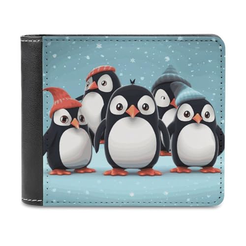 LHOKDR Tragbarer Kartenhalter, niedliche Pinguine, bedruckt, multifunktionale Geldbörse, einfache Reisebrieftasche, Unisex, schwarz, Einheitsgröße, modern, Schwarz , Einheitsgröße, Zeitgenössisch von LHOKDR