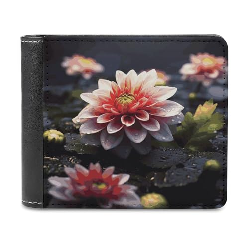 LHOKDR Tragbarer Kartenhalter, schöne Blumendruck, multifunktionale Geldbörse, einfache Reisebrieftasche, Unisex, schwarz, Einheitsgröße, modern, Schwarz , Einheitsgröße, Zeitgenössisch von LHOKDR