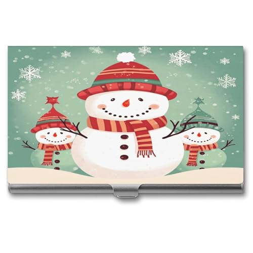 LHOKDR Visitenkartenhalter, Metalltasche, Halter für Damen und Herren, Kreditkartenetui Frohe Weihnachten, niedlicher Schneemann-Druck, Kartenetui für Visitenkarten, Niedlicher Schneemann, LHOKDR Visitenkartenhalter, Metalltasche, Halter für Damen und Herren, Kreditkartenetui Frohe Weihnachten, niedlicher Schneemann-Druck, Kartenetui für Visitenkarten, Niedlicher Schneemann, von LHOKDR