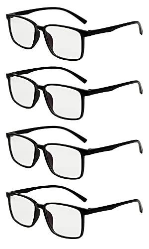 LHSDMOAT 4 Pack Blaufilter Lesebrillen Herren Damen, Vintage Feder Scharnier rechteckiger Rahmen Blaulicht Lesebrille Sehhilfe Augenoptik Brille Lesehilfe 1.00 von LHSDMOAT