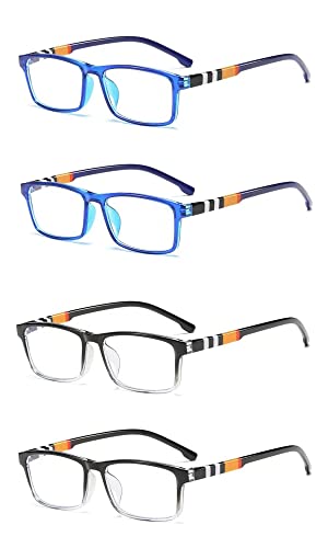 LHSDMOAT 4 Pack Blaufilter Lesebrillen Herren Damen, Vintage Rahmen Rechteck Blaulicht Lesebrille Lesehilfe Sehhilfe Augenoptik Brille 3.00 von LHSDMOAT