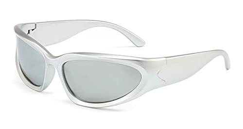 LHSDMOAT Polarisierte UV400 Sonnenbrille Für Herren Damen, Vintage Y2K Wrap Around Angeln Golf Fahren Futuristisches Sonnenbrille von LHSDMOAT