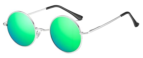 LHSDMOAT Retro Runde Polarisierte Sonnenbrillen 60er/70er Jahre Herren Damen – Lennon Style, Hippie & Karneval Design für Autofahren & Reisen von LHSDMOAT