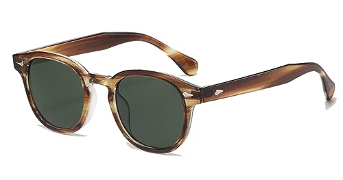 LHSDMOAT Unisex Vintage ovale Sonnenbrille, Retro Johnny Depp Runde Sonnenbrille Herren Damen, Mode UV400 Sonnenbrille für das Fahren Angeln Foto Wandern von LHSDMOAT