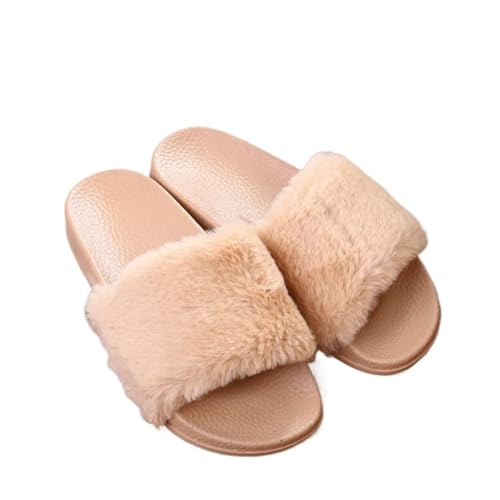 LHSJYG Hausschuhe Damen Damen Hausschuhe Weiche Plüsch Warm Offene Zehen Atmungsaktive(Khaki,37) von LHSJYG