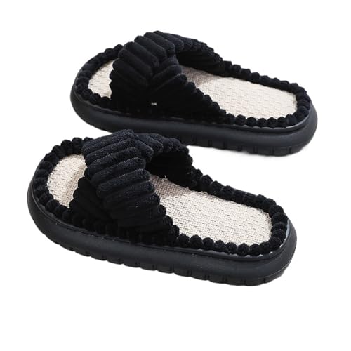 LHSJYG Hausschuhe Damen Damen Hausschuhe mit offener Zehenpartie und rutschfester Sohle(Black,40-41) von LHSJYG