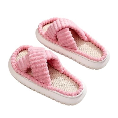 LHSJYG Hausschuhe Damen Damen Hausschuhe mit offener Zehenpartie und rutschfester Sohle(Pink,36-37) von LHSJYG