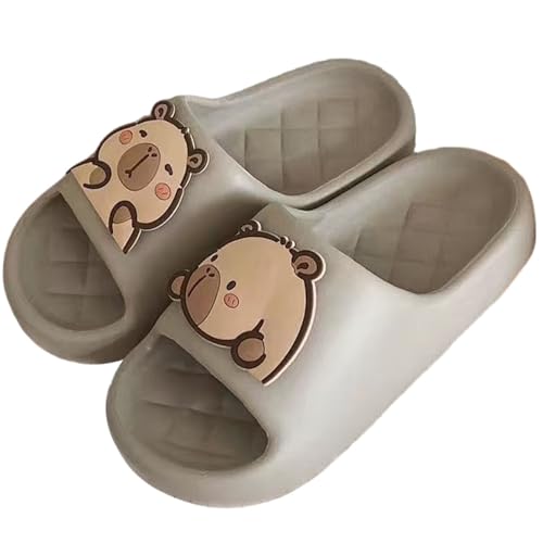 LHSJYG Hausschuhe Damen Dicke Sohle Frauen Hausschuhe Slides Badezimmer Strand Indoor Sandalen Schuhe(Khaki,36-37) von LHSJYG