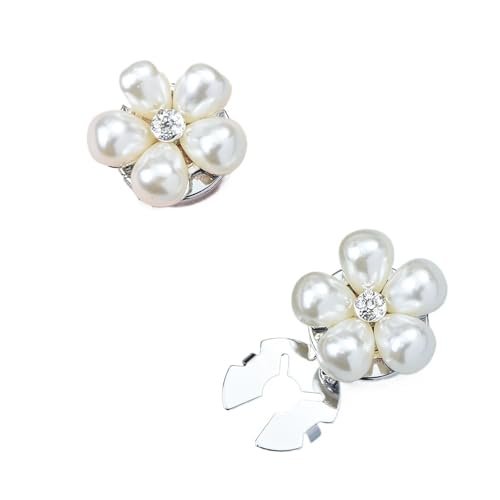 Manschettenknöpfe 2pcs Rhinestone Firework Pearl Shirt Button Cover Cufflinks Pins(Five pearl) von LHSJYG