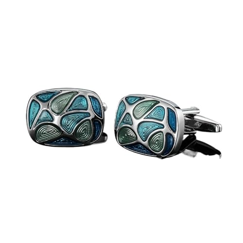 Manschettenknöpfe Classic Men's French Shirt Cufflinks High-end Square Retro Pattern Love Rose Blue Cuffs Button(137) von LHSJYG