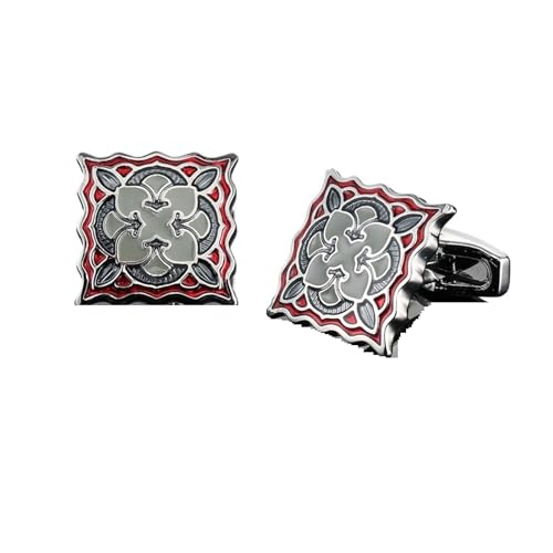 Manschettenknöpfe Classic Men's French Shirt Cufflinks High-end Square Retro Pattern Love Rose Blue Cuffs Button(387) von LHSJYG