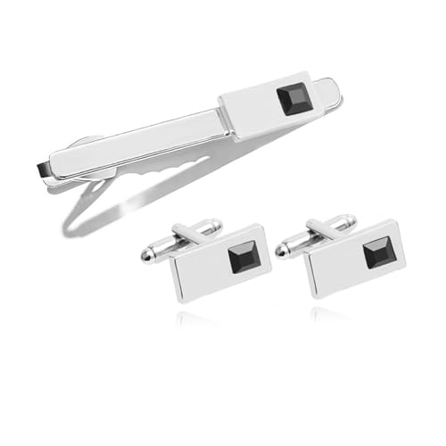 Manschettenknöpfe Fashion Business Shirt Sleeve Decorative Buttons Classic Geometric Tie(Black set) von LHSJYG