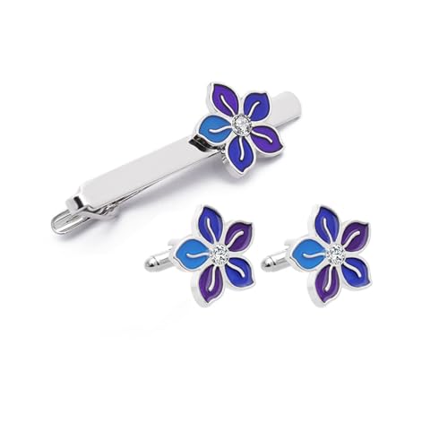 Manschettenknöpfe Fashion Business Shirt Sleeve Decorative Buttons Classic Geometric Tie(Flower set) von LHSJYG