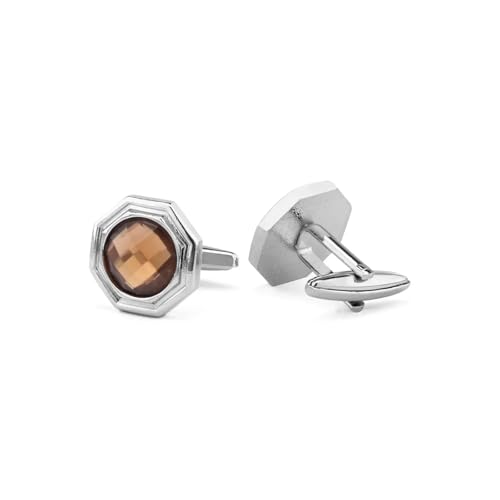 Manschettenknöpfe Fashion High-end Geometric Crystal Cufflinks for Men's Business Banquet French Shirts(Silver color-02) von LHSJYG