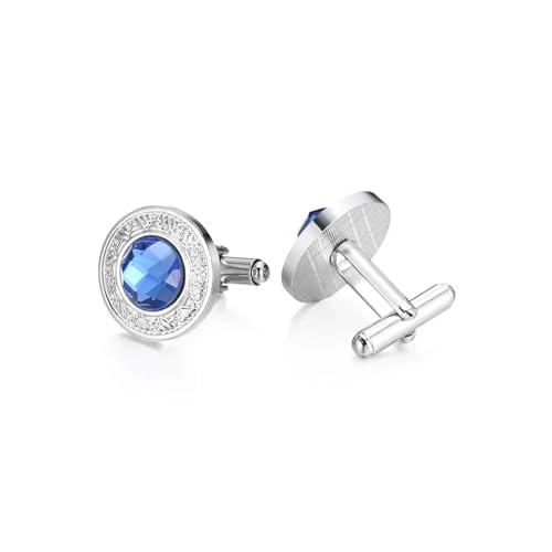 Manschettenknöpfe Fashion High-end Geometric Crystal Cufflinks for Men's Business Banquet French Shirts(Silver color-03) von LHSJYG