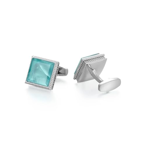 Manschettenknöpfe Fashion High-end Geometric Crystal Cufflinks for Men's Business Banquet French Shirts(Silver color-06) von LHSJYG