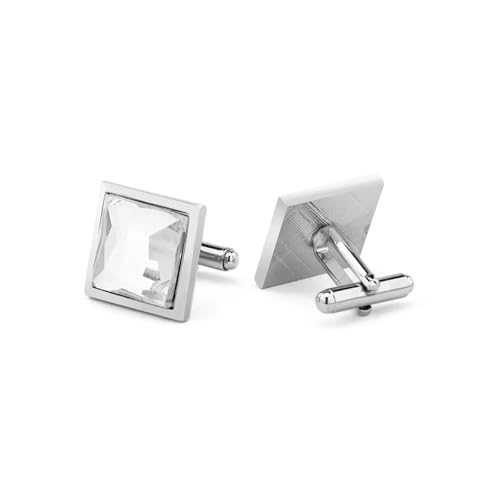 Manschettenknöpfe Fashion High-end Geometric Crystal Cufflinks for Men's Business Banquet French Shirts(Silver color-09) von LHSJYG