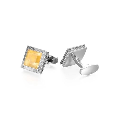 Manschettenknöpfe Fashion High-end Geometric Crystal Cufflinks for Men's Business Banquet French Shirts(Silver color-12) von LHSJYG