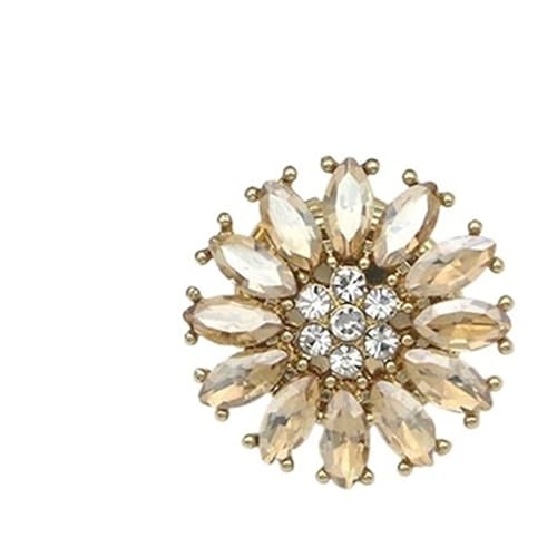 Manschettenknöpfe Fashion Shirt Fastener Cufflinks Round Rhinestone Clothing Collar Buckle(Champagne) von LHSJYG