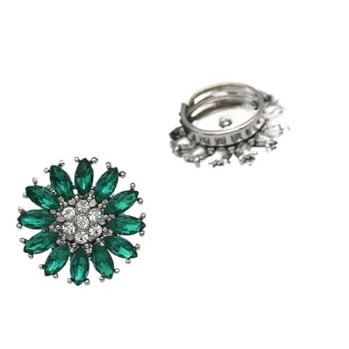 Manschettenknöpfe Fashion Shirt Fastener Cufflinks Round Rhinestone Clothing Collar Buckle(Green) von LHSJYG