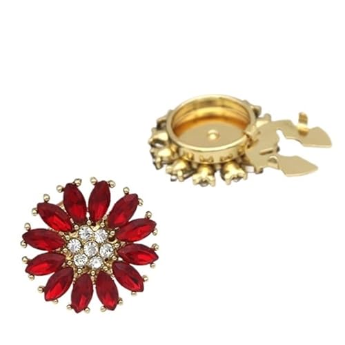 Manschettenknöpfe Fashion Shirt Fastener Cufflinks Round Rhinestone Clothing Collar Buckle(Red) von LHSJYG