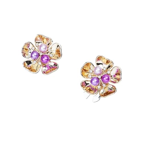 Manschettenknöpfe Imitation Shell Pearl Five Petal Flower Shirt Sleeve Button Elegant Copper Cufflinks(SKU3) von LHSJYG
