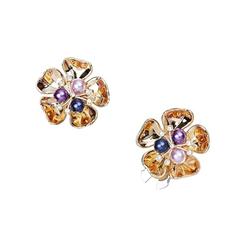 Manschettenknöpfe Imitation Shell Pearl Five Petal Flower Shirt Sleeve Button Elegant Copper Cufflinks(SKU5) von LHSJYG
