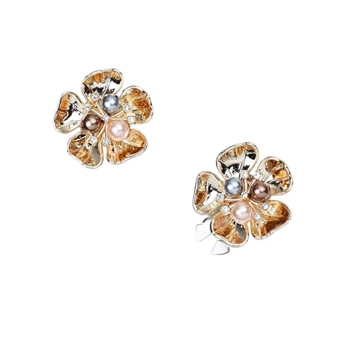 Manschettenknöpfe Imitation Shell Pearl Five Petal Flower Shirt Sleeve Button Elegant Copper Cufflinks(SKU6) von LHSJYG