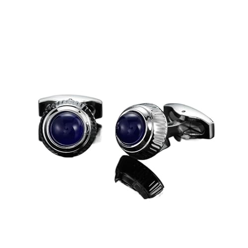 Manschettenknöpfe Men's French Shirt Cufflinks High-end Round Shell Cat's Eye Stone Redwood Cuffs(127) von LHSJYG