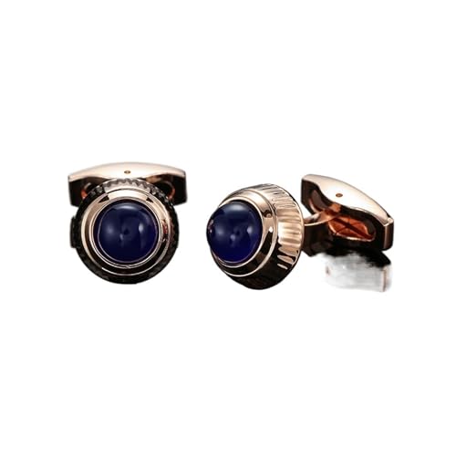 Manschettenknöpfe Men's French Shirt Cufflinks High-end Round Shell Cat's Eye Stone Redwood Cuffs(128) von LHSJYG