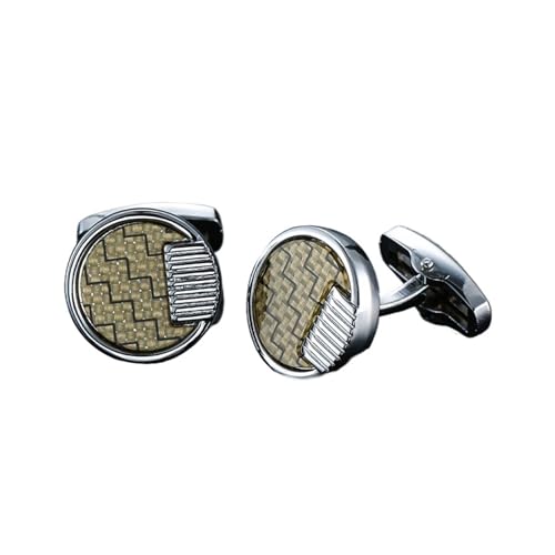 Manschettenknöpfe Men's French Shirt Cufflinks High-end Round Shell Cat's Eye Stone Redwood Cuffs(322) von LHSJYG