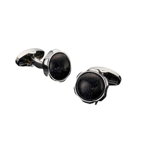Manschettenknöpfe Men's French Shirt Cufflinks High-end Round Shell Cat's Eye Stone Redwood Cuffs(545) von LHSJYG