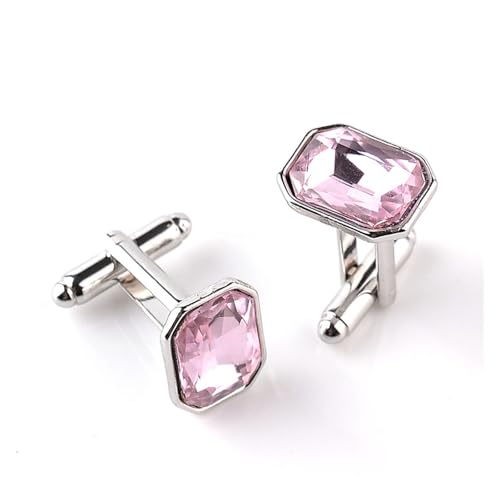 Manschettenknöpfe Mens Cufflinks For Shirts Fashion Cuff Colorful Suits Blue Red Buckle Pink Silvery(Pink) von LHSJYG
