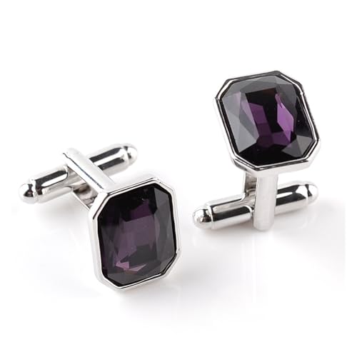 Manschettenknöpfe Mens Cufflinks For Shirts Fashion Cuff Colorful Suits Blue Red Buckle Pink Silvery(Purple) von LHSJYG