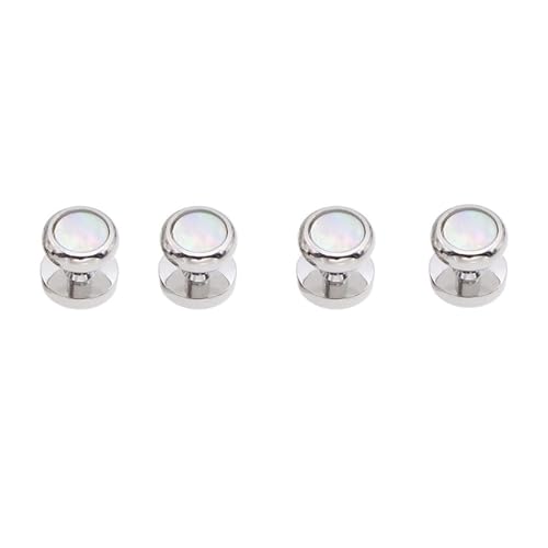 Manschettenknöpfe Pearl Shell Brass Cufflinks for Mens Tuxedo Shirt Stud Cuff Links Buttons(4 pcs) von LHSJYG