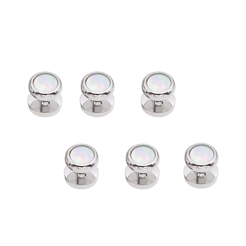 Manschettenknöpfe Pearl Shell Brass Cufflinks for Mens Tuxedo Shirt Stud Cuff Links Buttons(6 PCS) von LHSJYG