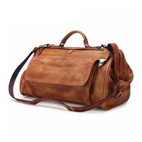Reisetasche Luxus Echtleder Reisetasche Gepäck Duffle Bag Leder Herren Wochenendtasche Carry On Tote Handtasche Anti-Diebstahl-Designer(Brown) von LHSJYG