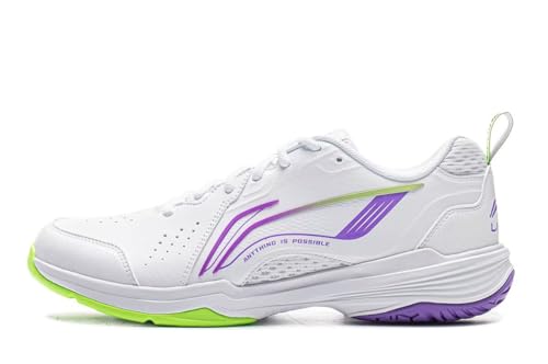 LI-NING Almighty V 2.0 Unisex Badminton Schuhe Komfortable Freizeit Mode Atmungsaktive rutschfeste Sneakers Weiß/Lila EU 41 2/3 von LI-NING
