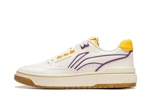 LI-NING BADFIVE Rookie Unisex Basketball Kulturschuhe Bequem Atmungsaktiv Casual Vielseitige Schuhe ABCU025 Cremefarben Gelb Violett ﻿ EU 43 von LI-NING