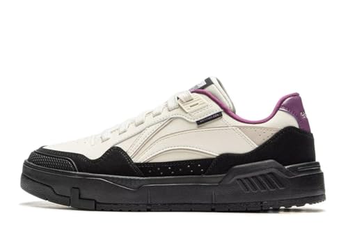 LI-NING Common 80s Damen Bequeme weiche elastische Klassische Casual Schuhe Silber Birke schwarz EU 38 1/3 von LI-NING