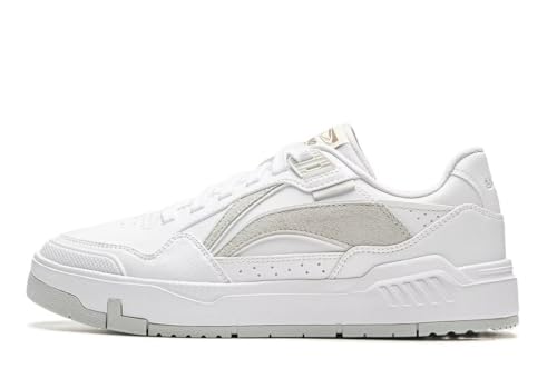 LI-NING Common 80s Damen Bequeme weiche elastische Klassische Casual Schuhe Standard Weiß Landschaftsgrau EU 36 1/3 von LI-NING